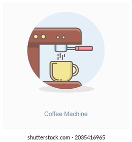 Coffee Machine or Hot Coffee Icon Concept