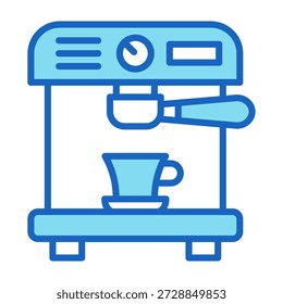 Icono de la máquina de café Ilustración vectorial de estilo de color azul
