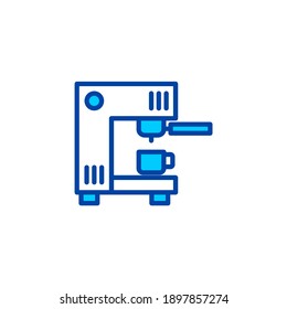 Icono de máquina de café. Icono para la cafetería y el restaurante de estilo azul.