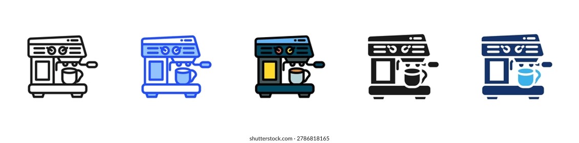 Coffee Machine Icon Collection With Multiple Styles