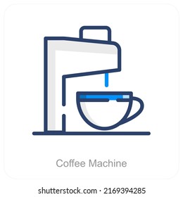 Coffee Machine And Machine Icon Concept