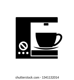 Coffee machine icon with cup. Home coffee machine isolated in flat style – stock vector