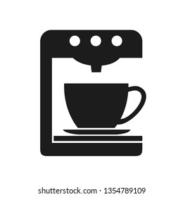 Coffee machine icon with cup. Home coffee machine isolated in flat style – vector