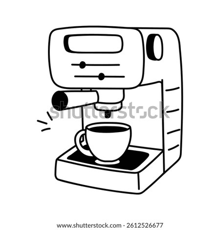 A coffee machine icon depicting an appliance that brews espresso, cappuccino, or drip coffee beverages automatically