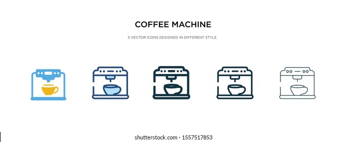 coffee machine icon in different style vector illustration. two colored and black coffee machine vector icons designed in filled, outline, line and stroke style can be used for web, mobile, ui