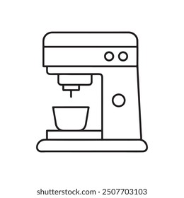 Coffee machine icon. Coffee equipment vector illustration. Icon coffee machine with cup in flat line icon on white background.