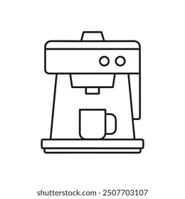 Coffee machine icon. Coffee equipment vector illustration. Icon coffee machine with cup in flat line icon on white background.