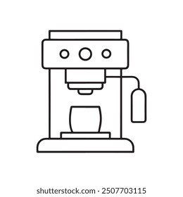 Coffee machine icon. Coffee equipment vector illustration. Icon coffee machine with cup in flat line icon on white background.