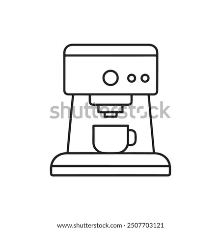 Coffee machine icon. Coffee equipment vector illustration. Icon coffee machine with cup in flat line icon on white background.