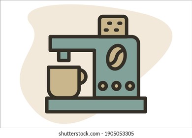 Coffee Machine icon filled line color design Appliance and Furniture Related.