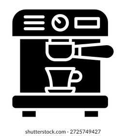 Ilustração de vetor de estilo de glifo de ícone de máquina de café