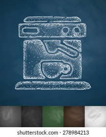 coffee machine icon. Hand drawn vector illustration. Chalkboard Design