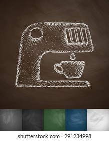coffee machine icon. Hand drawn vector illustration. Chalkboard Design