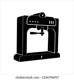 Symbol für Kaffeemaschine, Symbol für die Kaffeemaschine, Symbol für die Kochgeräte, Vektorgrafik-Illustration