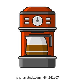 Coffee Machine Icon with a Hot Coffee. Vector illustration