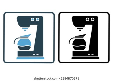 Coffee machine icon illustration. icon related to coffee element, Coffee machine and coffee pot. Solid icon style. Simple vector design editable