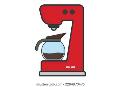 Coffee machine icon illustration. icon related to coffee element, Coffee machine and coffee pot. Flat line icon style, Lineal color . Simple vector design editable