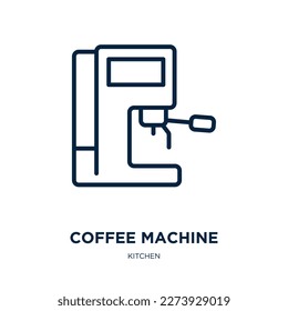 coffee machine icon from kitchen collection. Thin linear coffee machine, machine, equipment outline icon isolated on white background. Line vector coffee machine sign, symbol for web and mobile