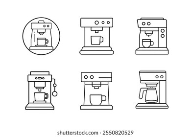 coffee machine icon line art vector illustration coffee maker icons outline design