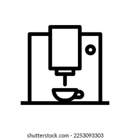 Coffee machine icon line isolated on white background. Black flat thin icon on modern outline style. Linear symbol and editable stroke. Simple and pixel perfect stroke vector illustration
