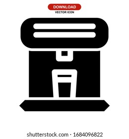 Icono de máquina de café o logotipo símbolo de signo aislado ilustración vectorial de alta calidad estilo negro iconos vectoriales

