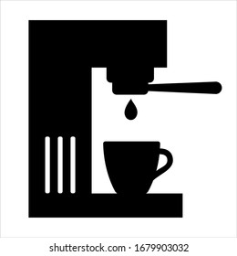 Coffee machine icon. Coffee maker with portafilter and cup. Vector Illustration