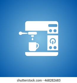 Coffee Machine Icon on blue color.