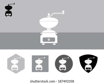 Coffee Machine icon on colorful background with 4 shapes buttons. Eps-10.