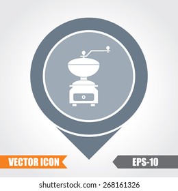 Coffee Machine Icon On Map Pointer. Eps.-10.