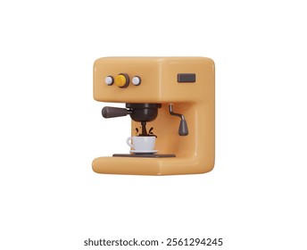 Coffee machine icon on preparing fresh coffee 3d render concept of coffee maker icon vector illustration