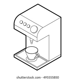 Coffee machine icon in outline style on a white background vector illustration