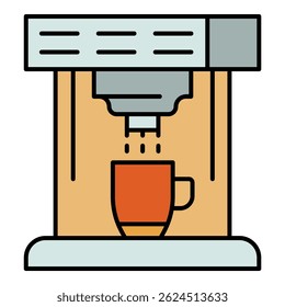 Coffee machine icon. Outline coffee machine vector icon color flat isolated