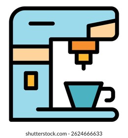 Coffee machine icon. Outline coffee machine vector icon color flat isolated