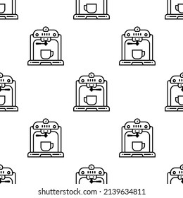 Coffee Machine Icon Seamless Pattern, Hot Coffee Making Machine Icon, Cooking Appliance Icon Vector Art Illustration