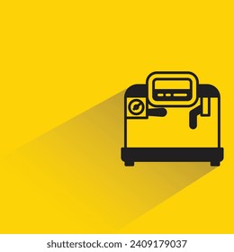 coffee machine icon with shadow on yellow background