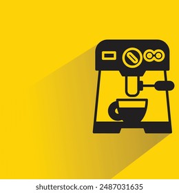coffee machine icon with shadow on yellow background