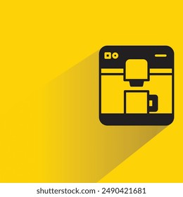 coffee machine icon with shadow on yellow background