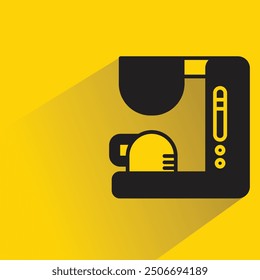 coffee machine icon with shadow on yellow background