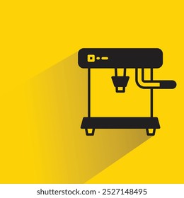 coffee machine icon with shadow on yellow background