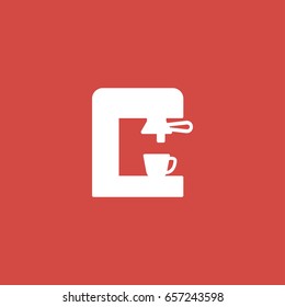 coffee machine icon. sign design. red background