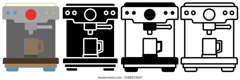 coffee machine icon, simple flat style, illustration, logo sign symbol pictogram template, for ui or ux isolated on white for mobile app, editable