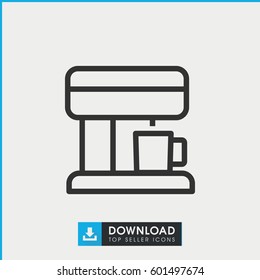 coffee machine icon. simple outline coffee machine vector icon. on white background.