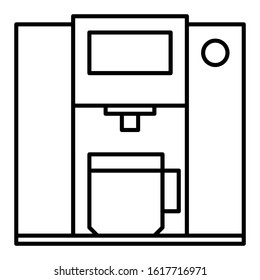 Coffee Machine Icon Symbol. Outline Style