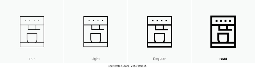 coffee machine icon. Thin, Light Regular And Bold style design isolated on white background