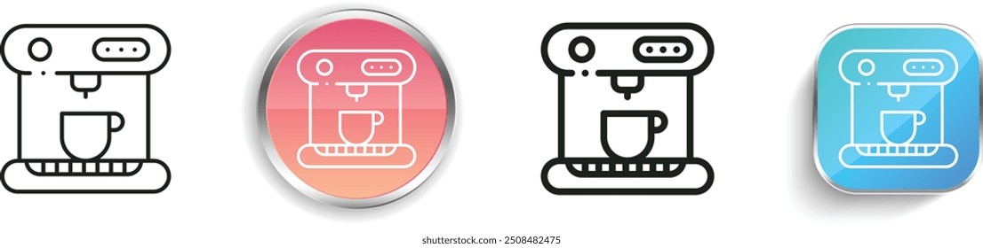 coffee machine icon. Thin Linear, Regular and Button Style Design Isolated On White Background