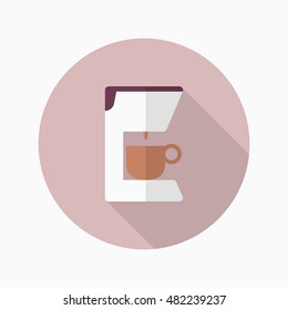 Coffee machine icon , Vector flat long shadow design.