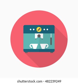 Coffee machine icon , Vector flat long shadow design. 