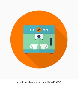 Coffee machine icon , Vector flat long shadow design.