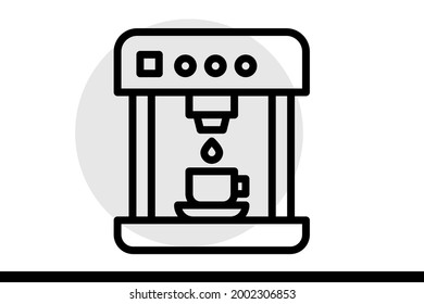 Coffee Machine Icon in vector graphics can be used for web and printed designs or printable projects.  Cafe and Restaurant related vector line icons. 

