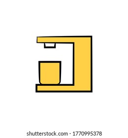 coffee machine icon vector illustration yellow